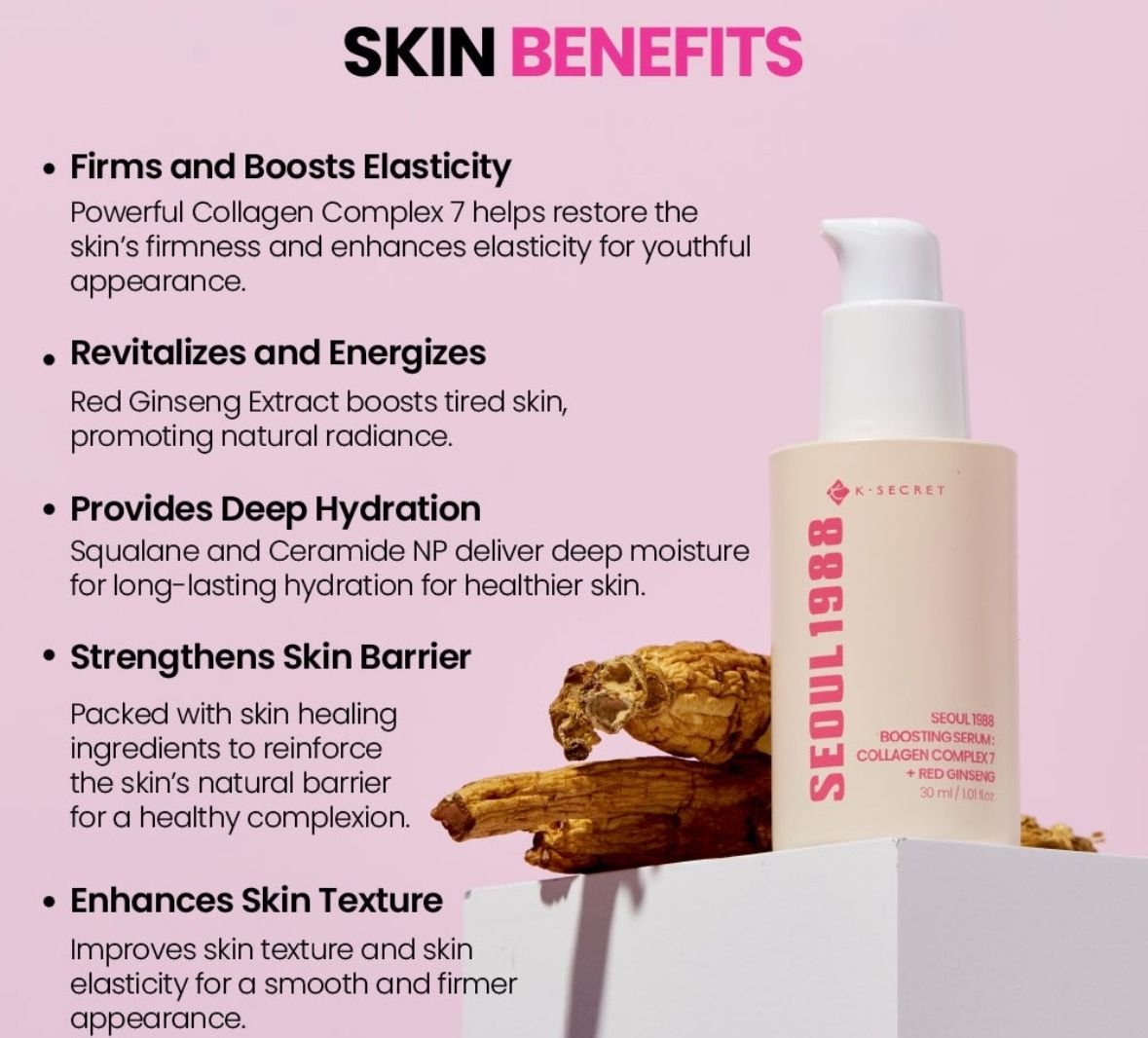 K-Secret Seoul 1988 Boosting Serum: Collagen Complex 7 + Red Ginseng (30ml) - Image 6