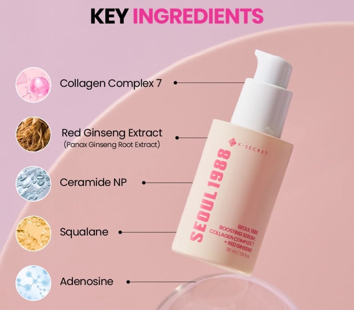 K-Secret Seoul 1988 Boosting Serum: Collagen Complex 7 + Red Ginseng (30ml) - Image 4